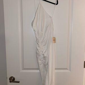 Superdown white asymmetrical dress with slit